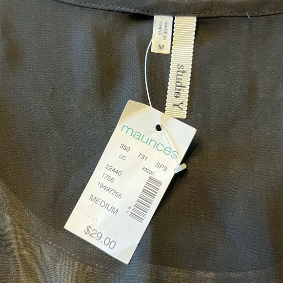 Maurices Studio Y Sheer Tank Gray Black Pink Rhinestone Medium - Picture 5 of 10